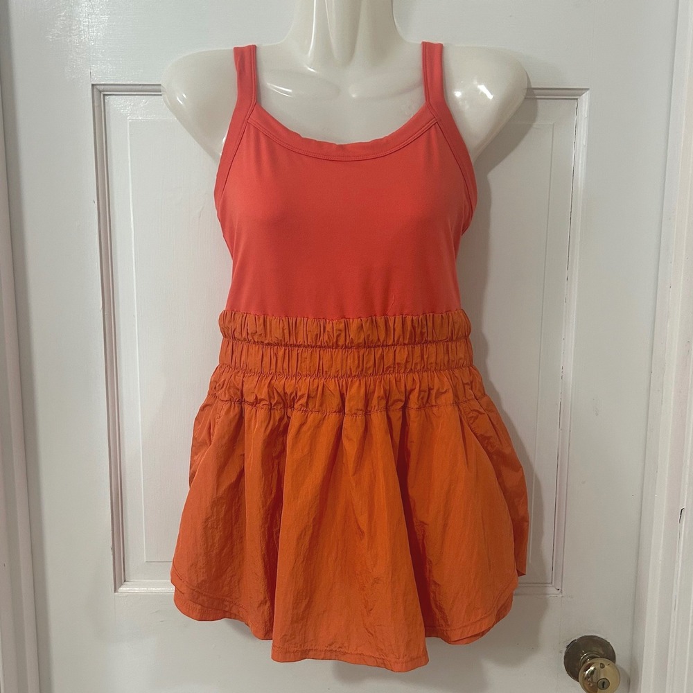 FP Movement The Way Home Skortsie Sz S Orange Athletic Workout Beach Romper